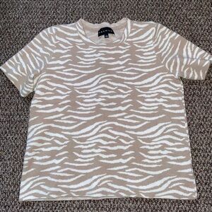 Premise Tan and White Animal Print Top